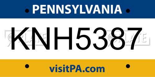 KNH5387 Pennsylvania License Plate