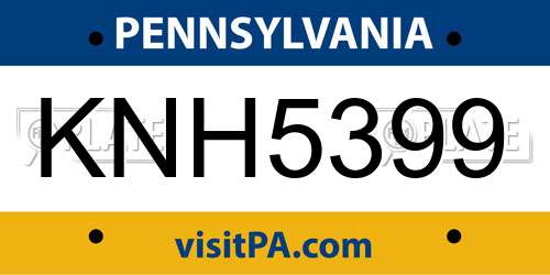 KNH5399 Pennsylvania License Plate
