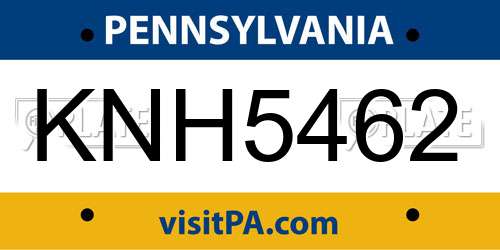 KNH5462 Pennsylvania License Plate