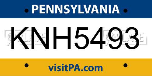 KNH5493 Pennsylvania License Plate