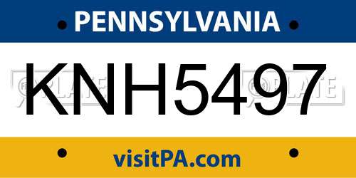 KNH5497 Pennsylvania License Plate