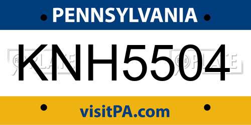 KNH5504 Pennsylvania License Plate