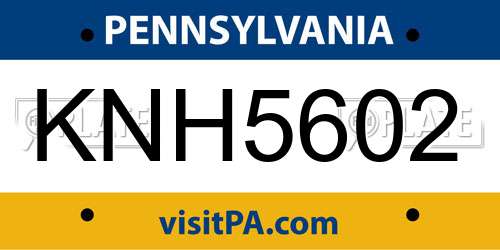 KNH5602 Pennsylvania License Plate