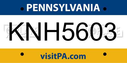 KNH5603 Pennsylvania License Plate