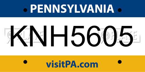 KNH5605 Pennsylvania License Plate