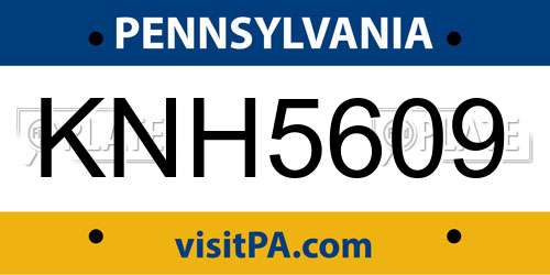 KNH5609 Pennsylvania License Plate