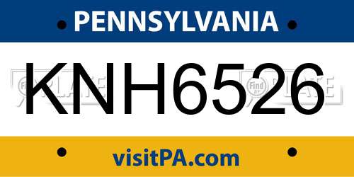 KNH6526 Pennsylvania License Plate