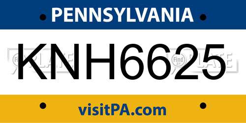KNH6625 Pennsylvania License Plate