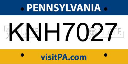 KNH7027 Pennsylvania License Plate