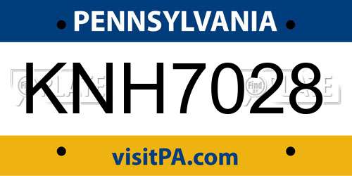 KNH7028 Pennsylvania License Plate