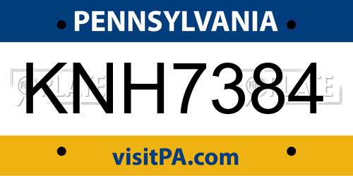 KNH7384 Pennsylvania License Plate