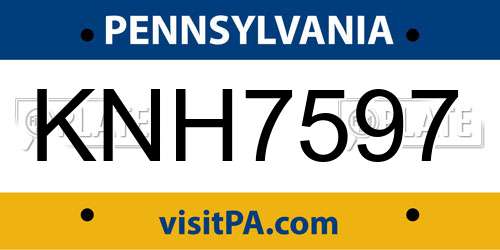 KNH7597 Pennsylvania License Plate