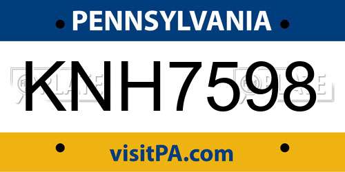 KNH7598 Pennsylvania License Plate