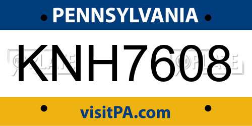 KNH7608 Pennsylvania License Plate