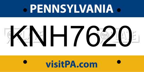 KNH7620 Pennsylvania License Plate