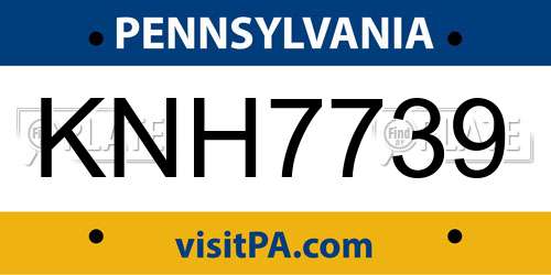 KNH7739 Pennsylvania License Plate