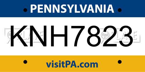 KNH7823 Pennsylvania License Plate
