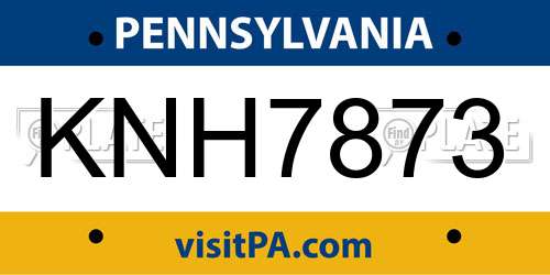 KNH7873 Pennsylvania License Plate