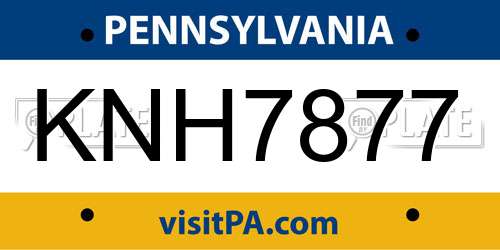 KNH7877 Pennsylvania License Plate