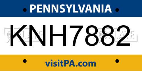 KNH7882 Pennsylvania License Plate