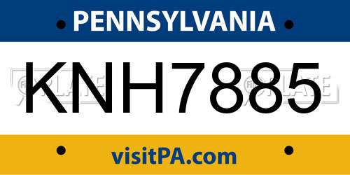 KNH7885 Pennsylvania License Plate