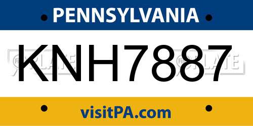 KNH7887 Pennsylvania License Plate