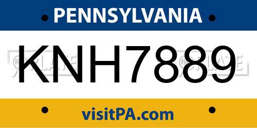 KNH7889 Pennsylvania License Plate