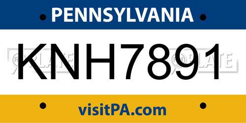 KNH7891 Pennsylvania License Plate