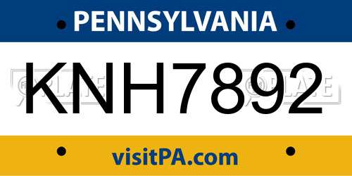 KNH7892 Pennsylvania License Plate