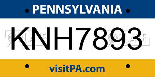 KNH7893 Pennsylvania License Plate