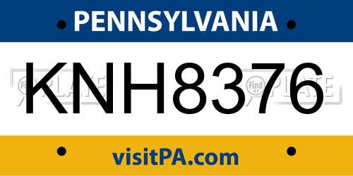 KNH8376 Pennsylvania License Plate