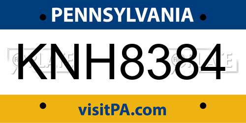 KNH8384 Pennsylvania License Plate