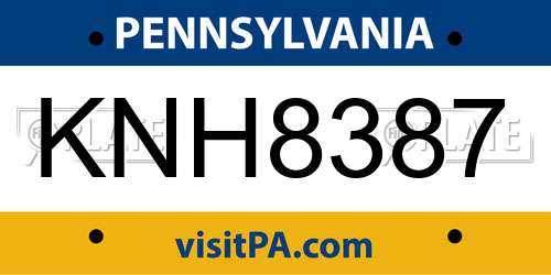 KNH8387 Pennsylvania License Plate