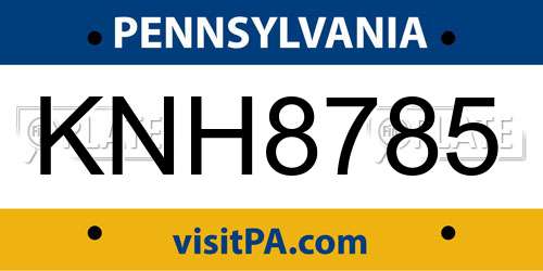 KNH8785 Pennsylvania License Plate