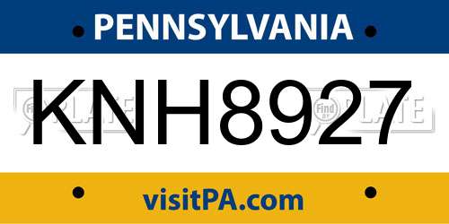 KNH8927 Pennsylvania License Plate