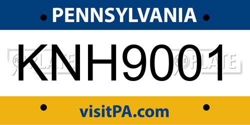 KNH9001 Pennsylvania License Plate