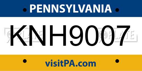 KNH9007 Pennsylvania License Plate