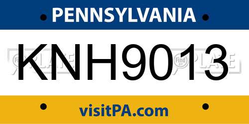 KNH9013 Pennsylvania License Plate