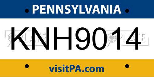 KNH9014 Pennsylvania License Plate
