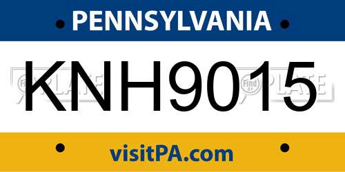 KNH9015 Pennsylvania License Plate