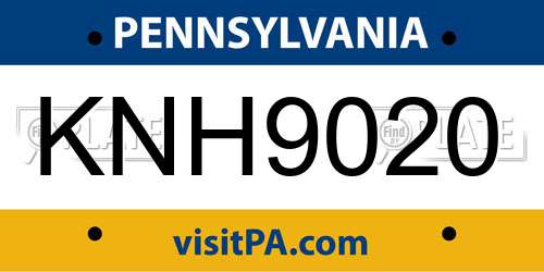 KNH9020 Pennsylvania License Plate