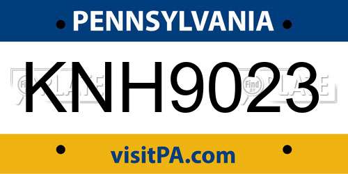 KNH9023 Pennsylvania License Plate