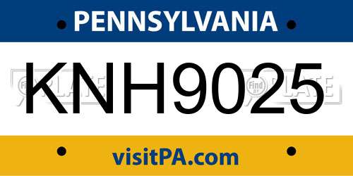 KNH9025 Pennsylvania License Plate