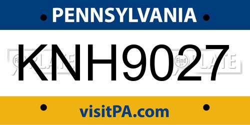 KNH9027 Pennsylvania License Plate