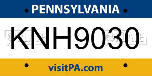 KNH9030 Pennsylvania License Plate