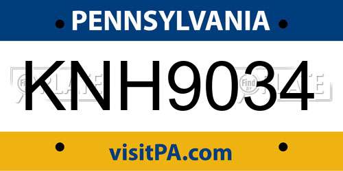 KNH9034 Pennsylvania License Plate