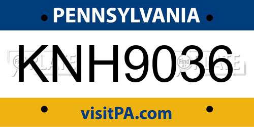 KNH9036 Pennsylvania License Plate