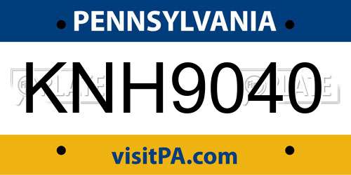 KNH9040 Pennsylvania License Plate