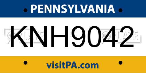 KNH9042 Pennsylvania License Plate