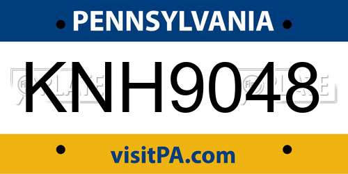 KNH9048 Pennsylvania License Plate